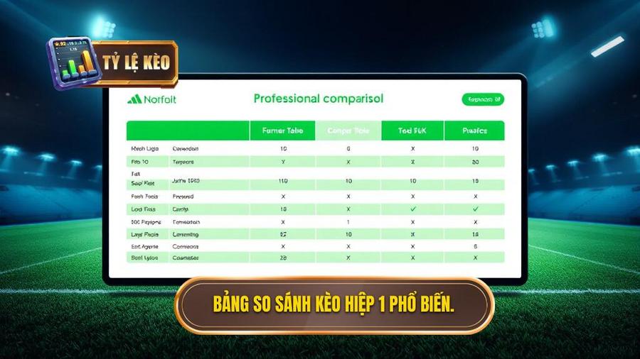 Bảng so sánh các loại kèo hiệp 1 phổ biến